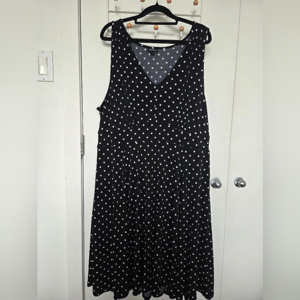 Torrid Black and White Polka Dot Midi A-line Dress 2x